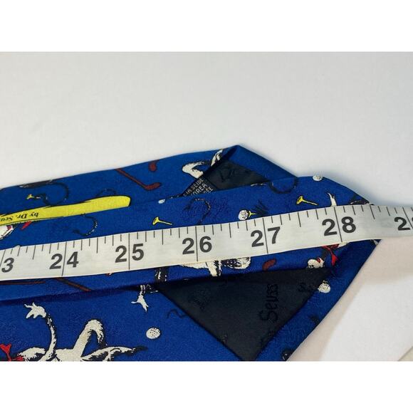 Dr. Seuss The Cat in the Hat Blue Golf Tie 100% Silk Vintage Circa 1994 - Picture 9 of 12